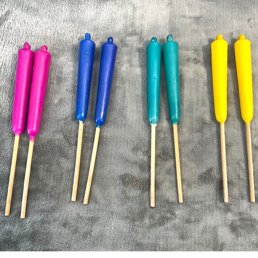 Lot 8 NOS Mini Torch Candles 5 Inch Colorful Garden Patio Beach Candles